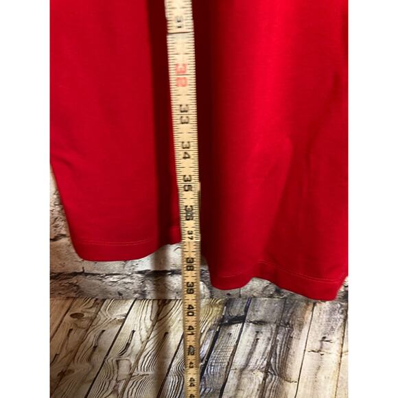 J. Jill Midi Dress Womens Medium Cherry Red Exaggerated Puff Sleeves Stretch - Picture 10 of 14